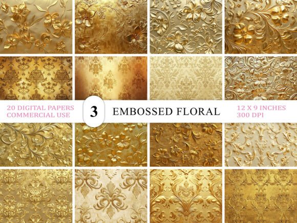 Download Golden Embossed Floral Texture Bundle - Texture Collection